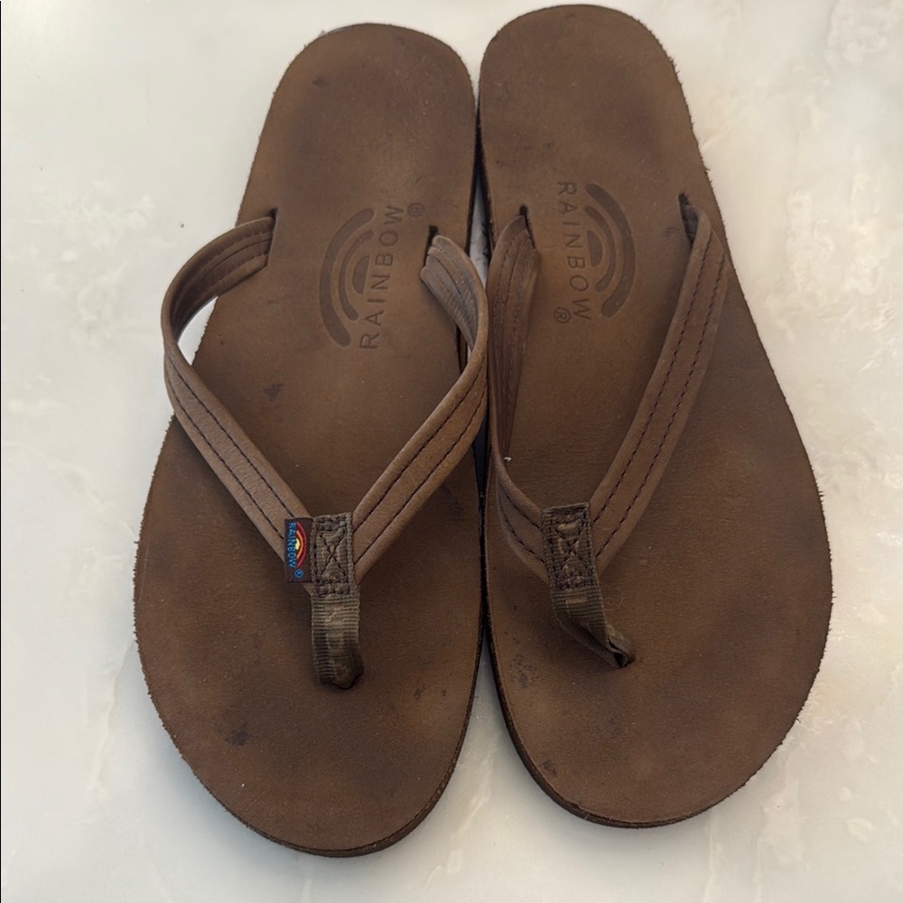 Rainbow Brown Flip Flops